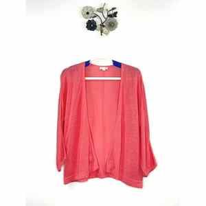 J. Jill Coral Linen Blend Knit Long Sleeve Open Front Cardigan Size Missy Medium